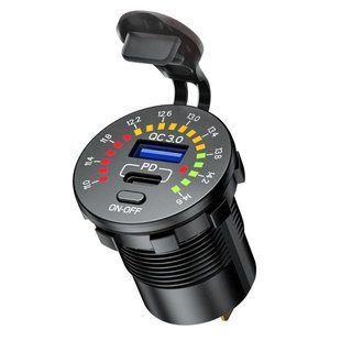 Моторозетка Type-C + USB + Voltmeter 20Вт (врезная) EU 515739018 фото